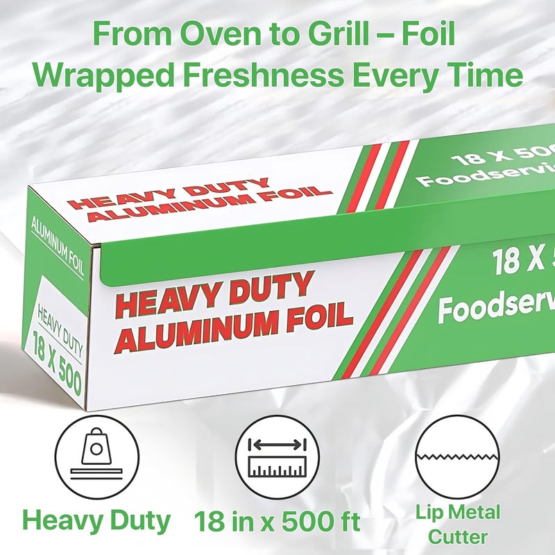 Pokanic Aluminum Foil Wrap Roll 18 in x 500 ft Heavy Duty Commercial and Home Use for Food, BBQ, Grilling, Cooking, Baking, Roasting, Party (18 in x 500 ft, 1 Pack) - Image 5